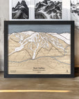 Laser-engraved Sun Valley Idaho Map Art, Ski Cabin Decor
