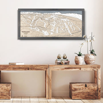 Handcrafted wood map of Vail Mountain in Colorado