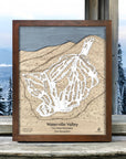 Waterville Valley NH, Wooden Ski Map, Laser-engraved Ski Trail Map