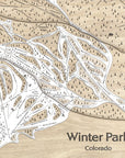 Winter Park Ski Trail Map | 3D Wooden Mountain Art | Torched Peaks
