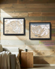 Wooden Ski Trail Maps by Torched Peaks | Skiing Wall Art | Ski Posters Reimagined in Wood