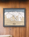Alyeska Resort 3D Wood Map, Wall Art, Framed Mountain Art