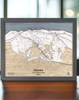 Alyeska Resort Ski Slope Map, Engraved in Wood, Handcrafted Ski Art