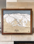 Alyeska Resort 3D Layered Map, Ski Decor, Wall Art
