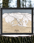 Gift for Skiers, Alyeska Alaska, Wooden Map
