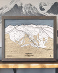 Alyeska Resort Map, designed by Artist Shawn Orecchio, Former Pro Snowboarder