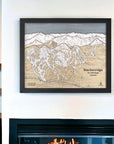 Ski Chalet Decor: 3D Wood Map of Breckenridge Ski Resort above a fireplace