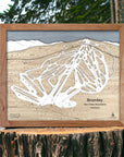 Bromley Mountain Vermont ski trail map, wooden ski sign, ski cabin decor