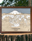 Crystal Mountain WA Ski Resort Map, 3D Wood Ski Trail Map, Ski Sign for Ski Cabin