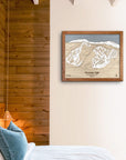 Mountain High Ski Trail Map | 3D Wood Map | Laser Engraved Skiing Decor | Torched Peaks