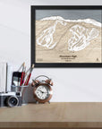 Mountain High Ski Trail Map | 3D Wood Map | Laser Engraved Skiing Decor | Torched Peaks