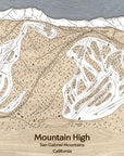 Mountain High Ski Trail Map | 3D Wood Map | Laser Engraved Skiing Decor | Torched Peaks