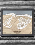 Mountain High Ski Trail Map | 3D Wood Map | Laser Engraved Skiing Decor | Torched Peaks