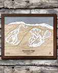 Mountain High Ski Trail Map | 3D Wood Map | Laser Engraved Skiing Decor | Torched Peaks