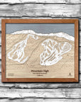 Mountain High Ski Trail Map | 3D Wood Map | Laser Engraved Skiing Decor | Torched Peaks