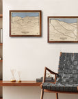 Palisades Tahoe Ski Resort Map, Framed Wood Ski Map, Torched Peaks