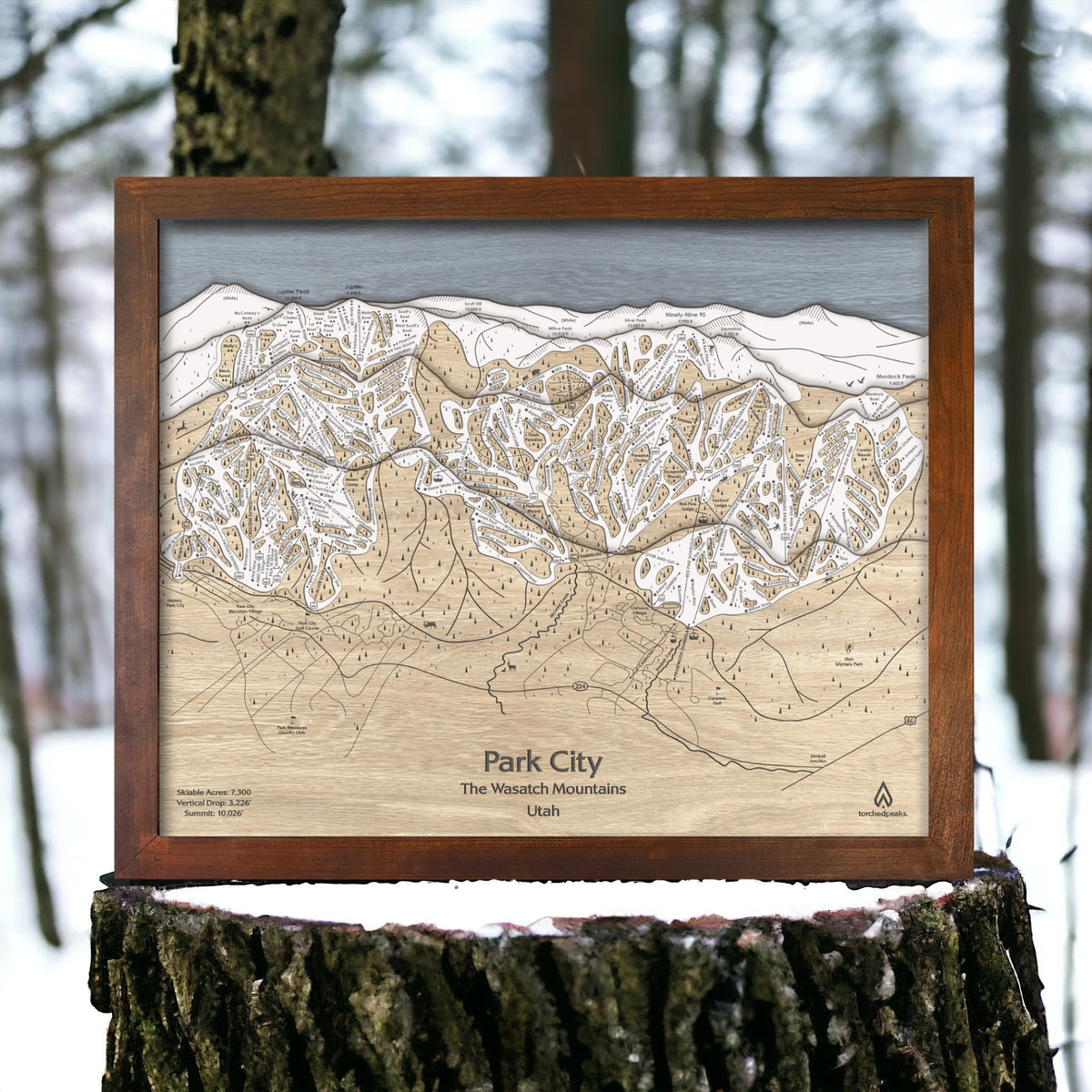 Park City, Utah Wood Ski Trail Map | 3D Handcrafted Ski Wall Art