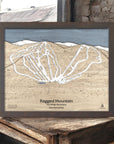 Ragged Mountain New Hampshire Wood Ski Resort Map, Skiing Wall Art