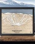 Ragged Mountain Ski Area Map, Authentic Torched Peaks wood map
