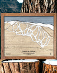 Sierra at Tahoe Map, Wooden Ski Map, Designed by Artist Shawn Orecchio, Torched Peaks