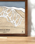 Sierra at Tahoe laser engraved wooden map, Wall art for skiers
