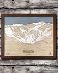 Stevens Pass WA Ski Trail Map | 3D Wood Mountain Art | Torched Peaks