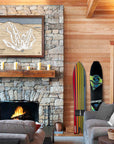 Wachusett Mountain Map, Ski Cabin Decor, Framed Wall Map