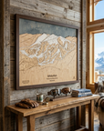 whitefish ski resort map, framed and displayed in a luxury ski home as an idea for unique ski wall art