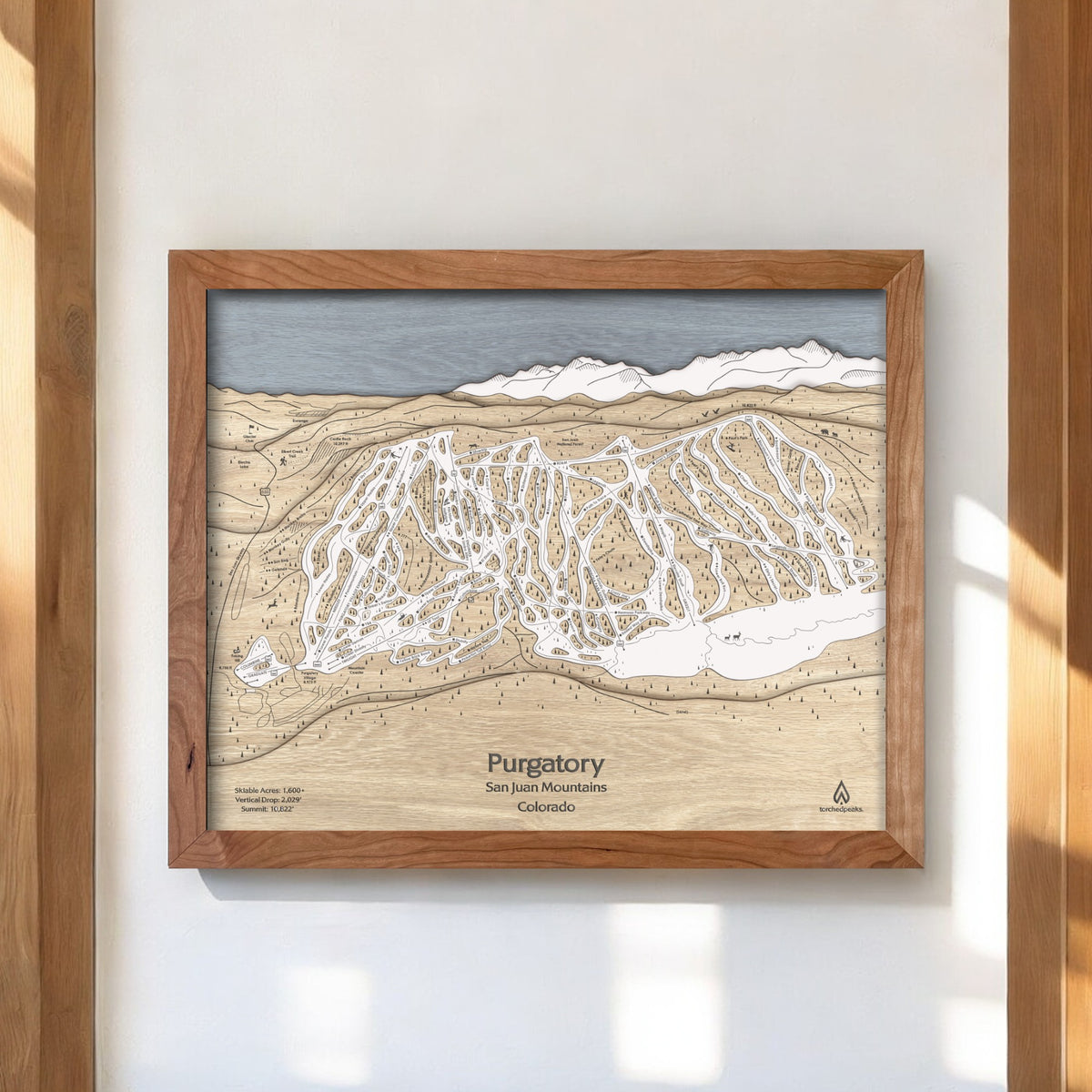 Crotched Mountain, NH Wooden Ski Trail Map | 3D Mountain Art