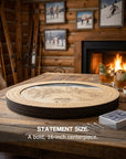 Oversized 16-inch Ski Map Cribbage Board handcrafted for ski cabins, mountain homes, and family game nights.