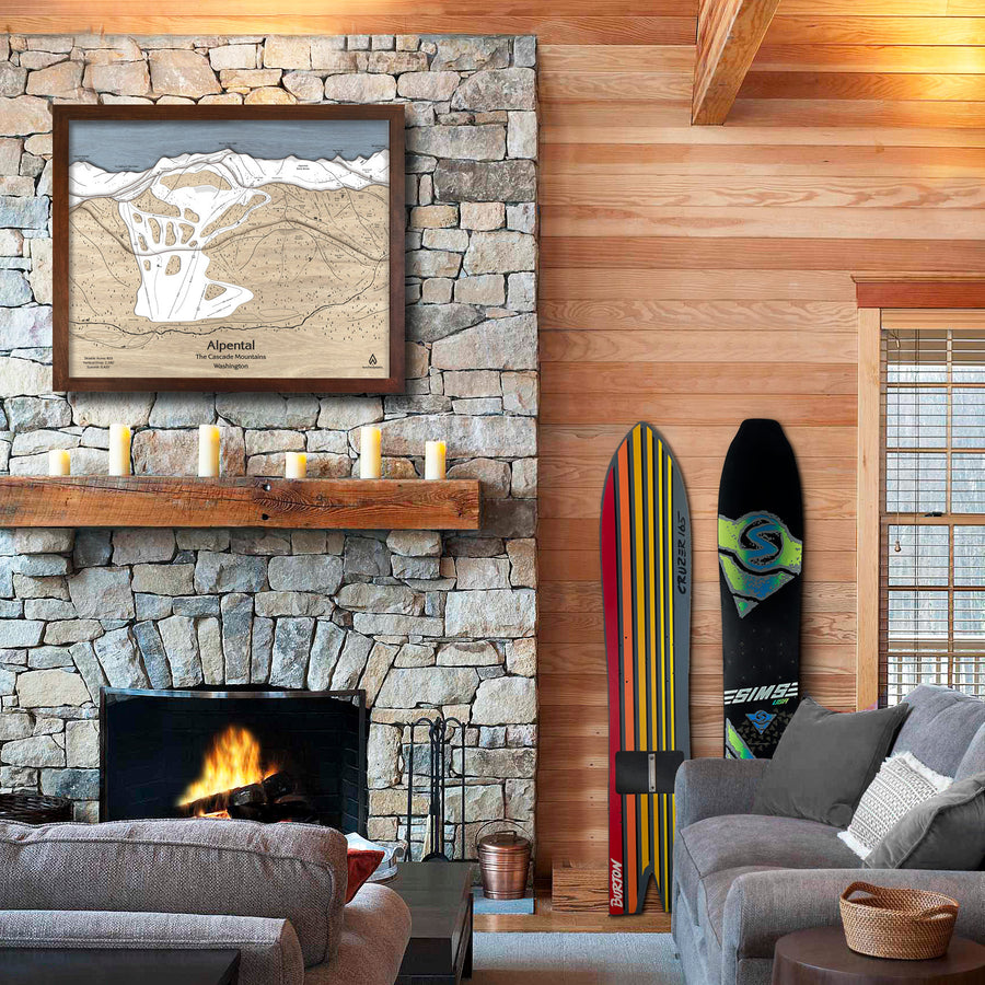 Alpental Ski Resort Map, Skiing Wall Art