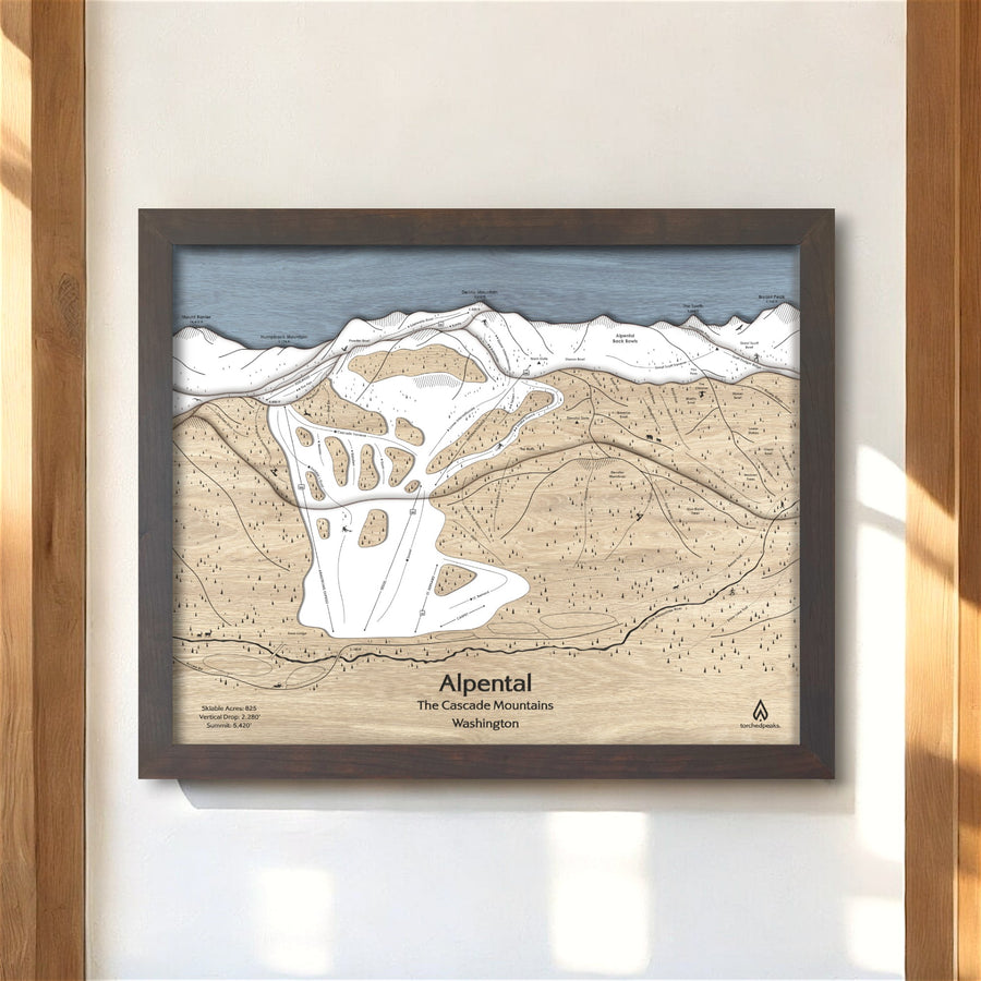 Alpental, Summit at Snoqualmie Ski Map Art, Wall Map, Ski Home Decor