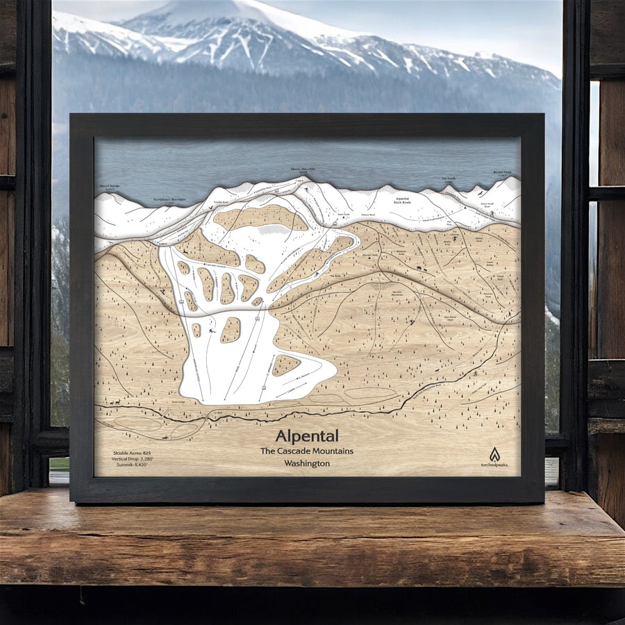 Alpental Ski Map, Snoqualmie Ski Resort, Ski Slopes Mountain Art