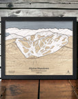 Popular Lake Tahoe Ski Resorts: Alpine Meadows wooden wall map