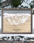 Alpine Meadows, Palisades Tahoe 3D Wood Ski Trail Map