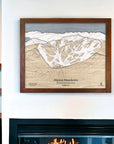 Alpine Meadows Wood Map, Framed Skiing Art