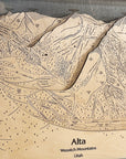 Alta Utah Ski Resort Laser-cut wood map, Ski Cabin Wall Art