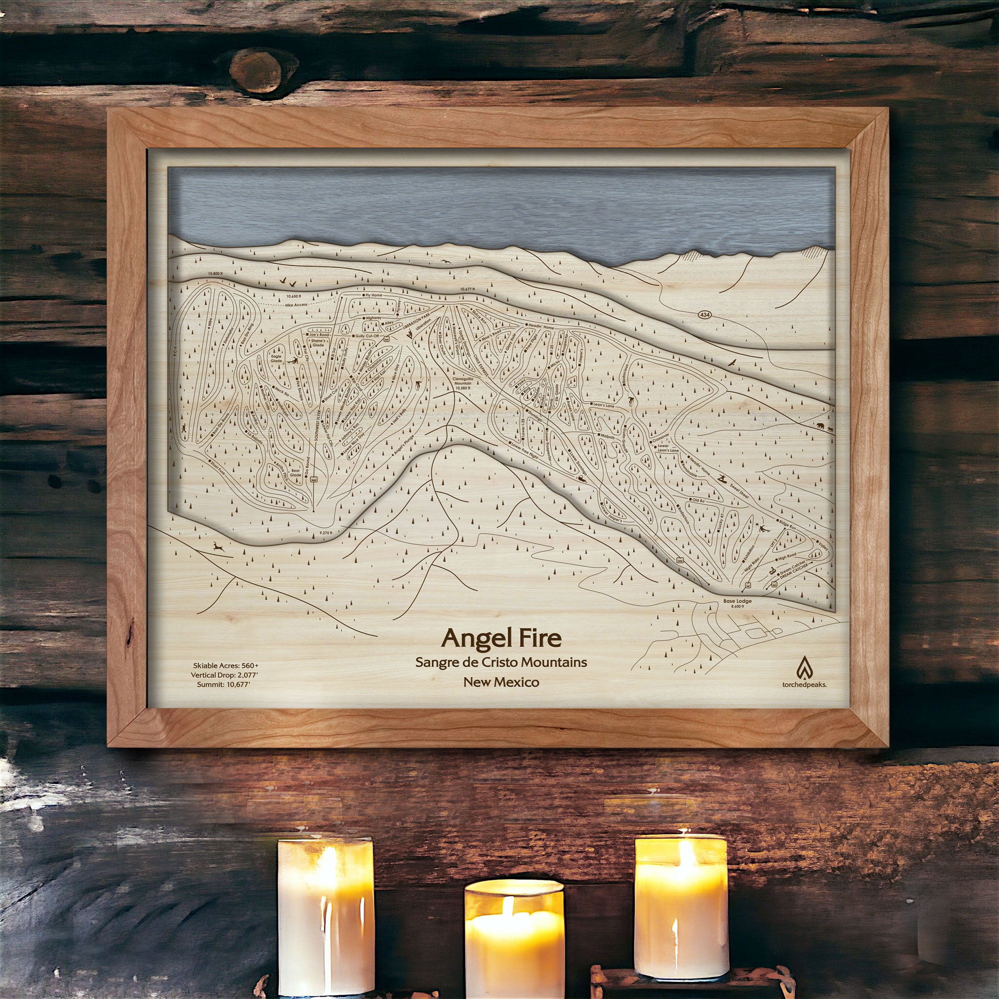 Angel Fire Ski Cabin Decor, designed by Artist Shawn Orecchio, Torched Peaks