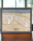 Angel Fire NM Ski Trail Map engraved in wood