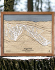 Handcrafted Angel Fire Ski Map, 3D Wood Map, Shawn Orecchio Artist, Slopes Mountain Art