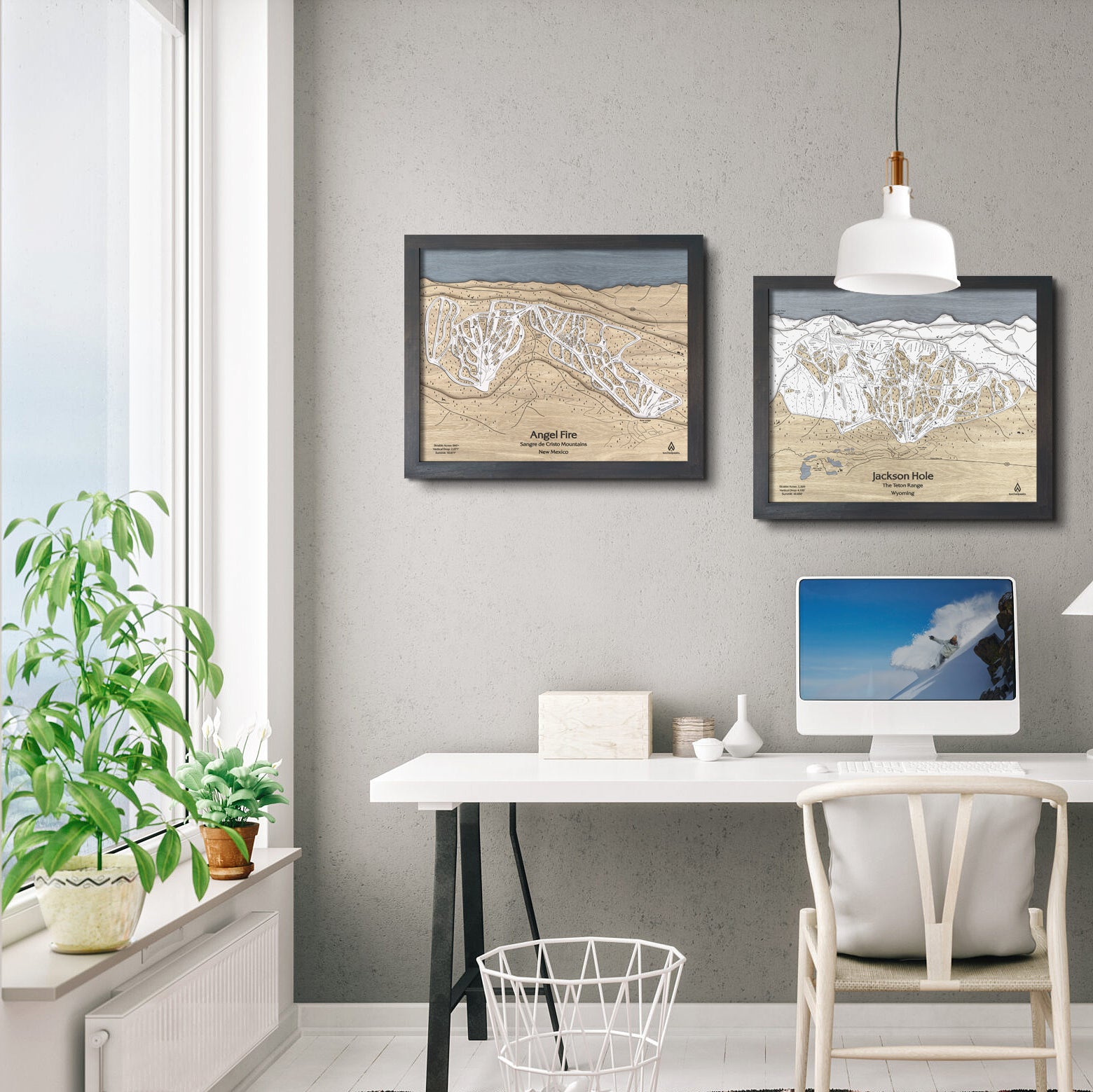 Angel Fire NM Skiing Map, New Mexico, Mountain Art