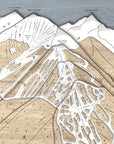 Aspen Highlands Wooden Ski Map | Framed Skiing Wall Art, laser-engraved ski slopes map. 