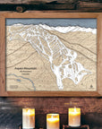 Aspen Mountain Colorado Wooden Ski Map, 3D Layered Mountain Art