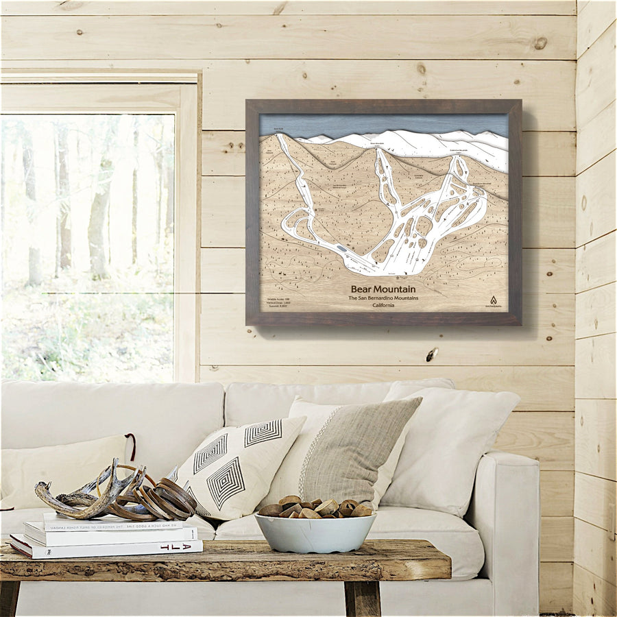 Bear Mountain California, Wooden Ski Trail Map