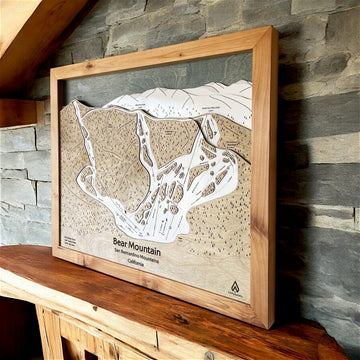 Bear Mountain Ski Map, 3D Wood Ski Trail Map designed by Torched Peaks