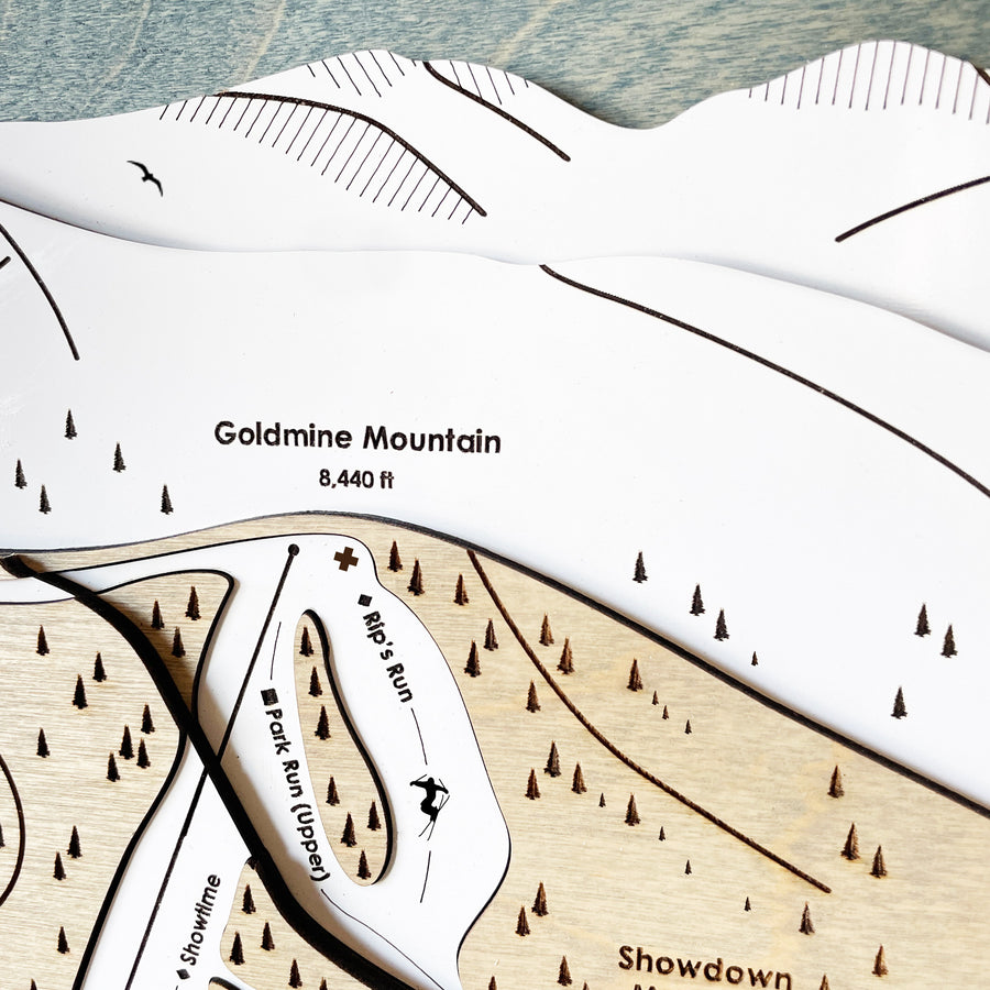 Bear Mountain Resort laser-cut wooden ski resort map