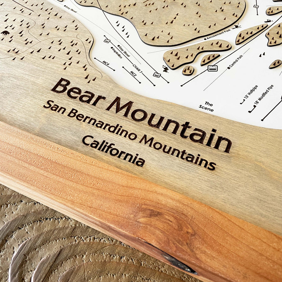 Big Bear Mountain Skiing Map, wall art for ski cabins