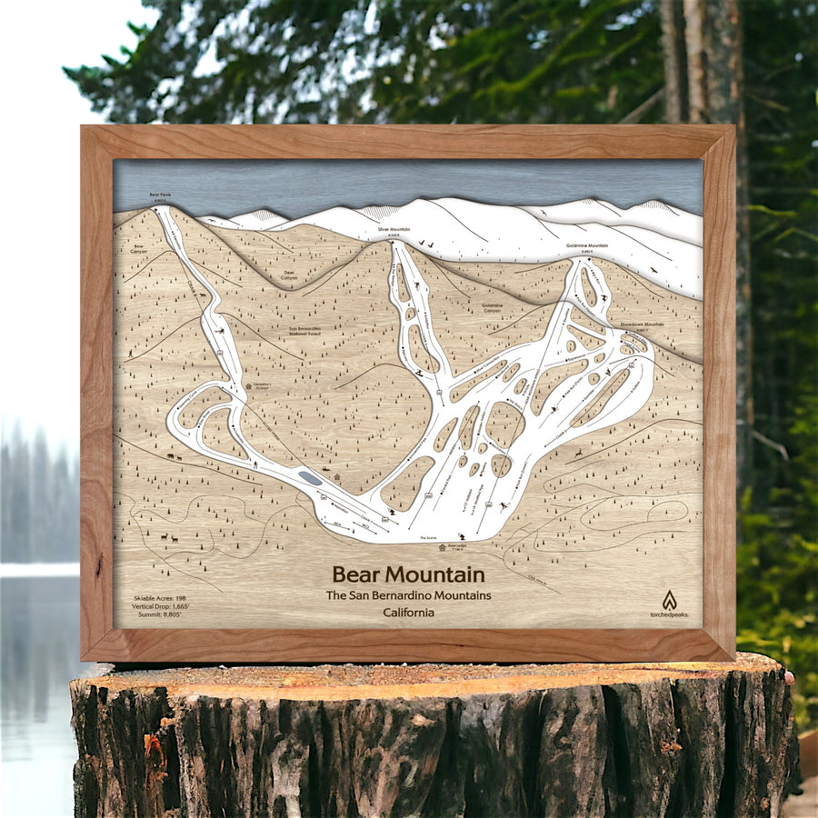 Bear Mountain Ski Map, 3D Wood Ski Resort Map, Ski Wall Art