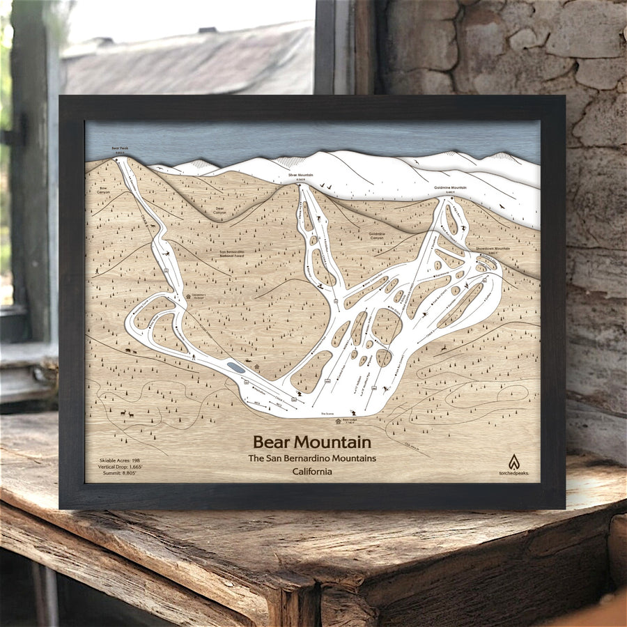 Bear Mountain California Ski Map, Bear Mountain Resort Wall Art