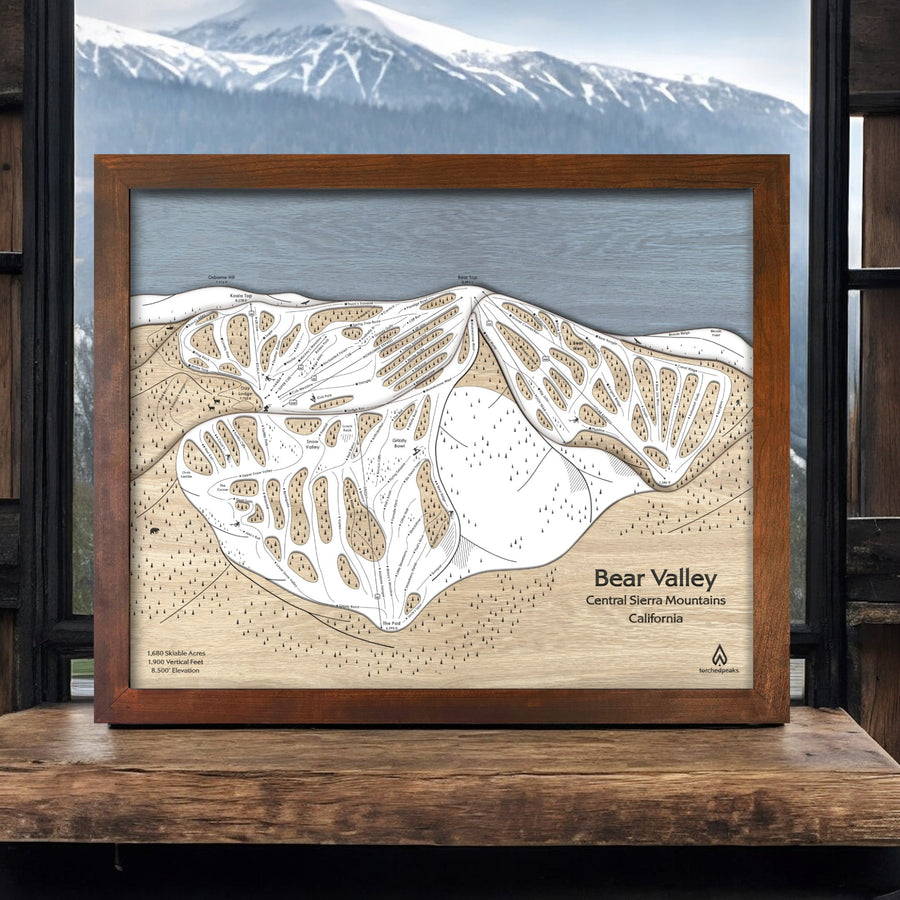 Bear Valley Ski Resort Map, Ski Wall Art, Home Decor